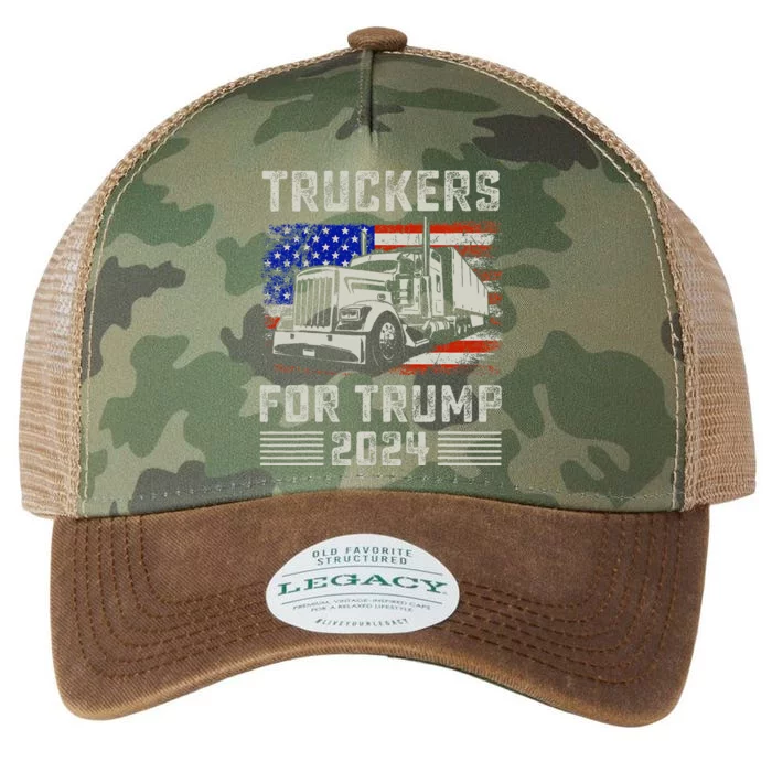 Truckers For Trump American Flag Trump 2024 Vintage Legacy Tie Dye Trucker Hat