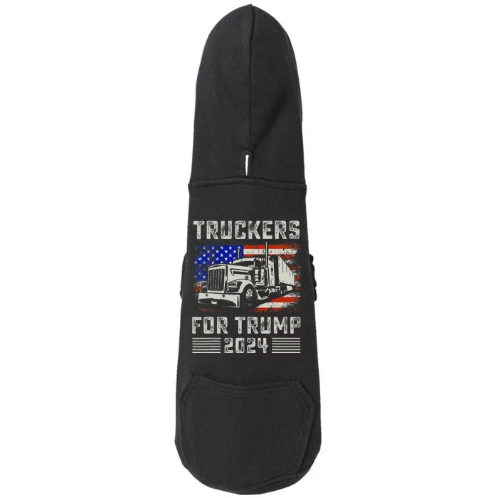 Truckers For Trump American Flag Trump 2024 Vintage Doggie 3-End Fleece Hoodie