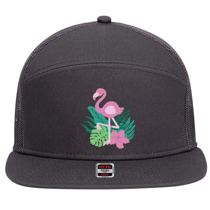 Tropical Flamingo 7 Panel Mesh Trucker Snapback Hat