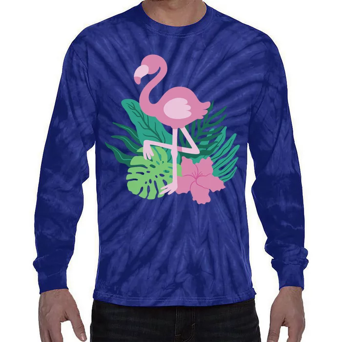 Tropical Flamingo Tie-Dye Long Sleeve Shirt