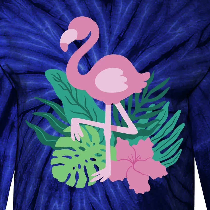 Tropical Flamingo Tie-Dye Long Sleeve Shirt