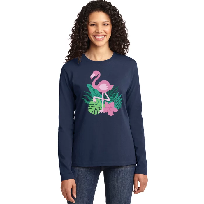 Tropical Flamingo Ladies Long Sleeve Shirt