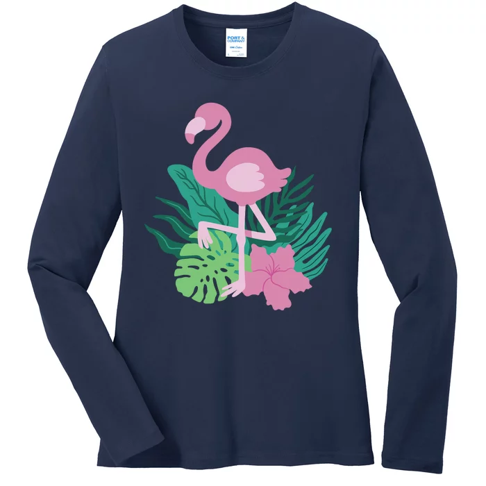 Tropical Flamingo Ladies Long Sleeve Shirt