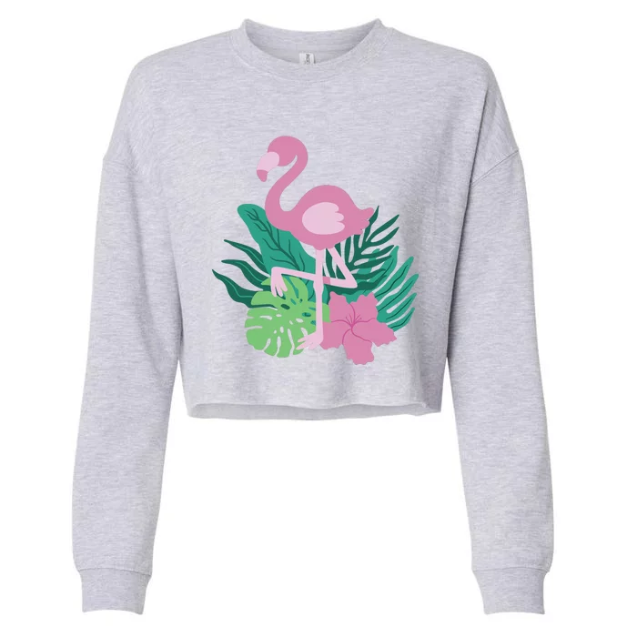 Tropical Flamingo Cropped Pullover Crew