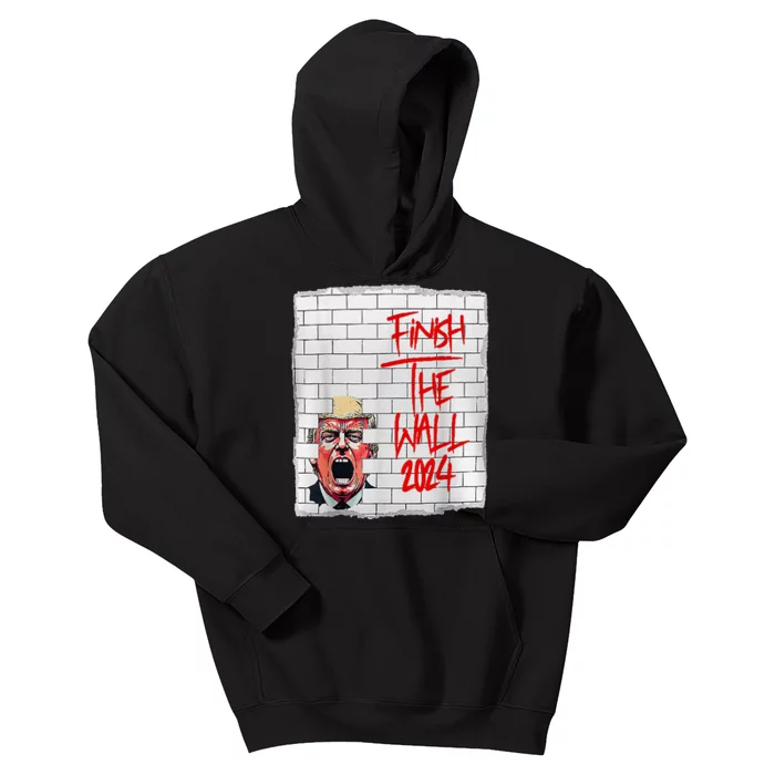 Trump Finish The Wall 2024 Kids Hoodie