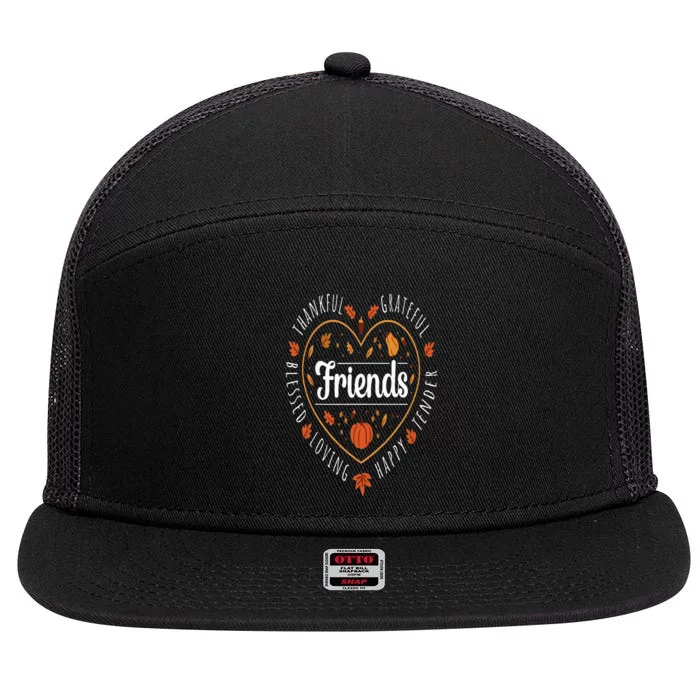 Thankful Friends Thanksgiving Friendsgiving 7 Panel Mesh Trucker Snapback Hat