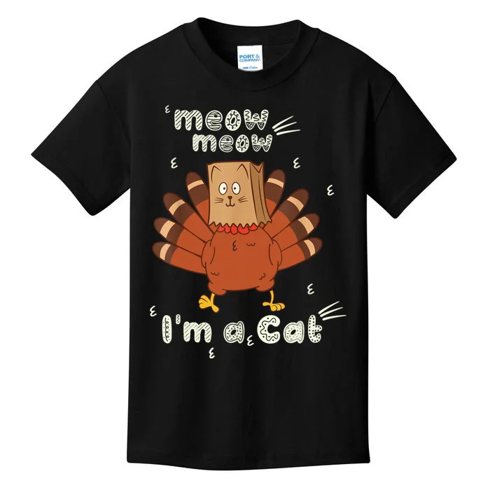 Thanksgiving Funny Turkey Fake Cat Retro Kids T-Shirt