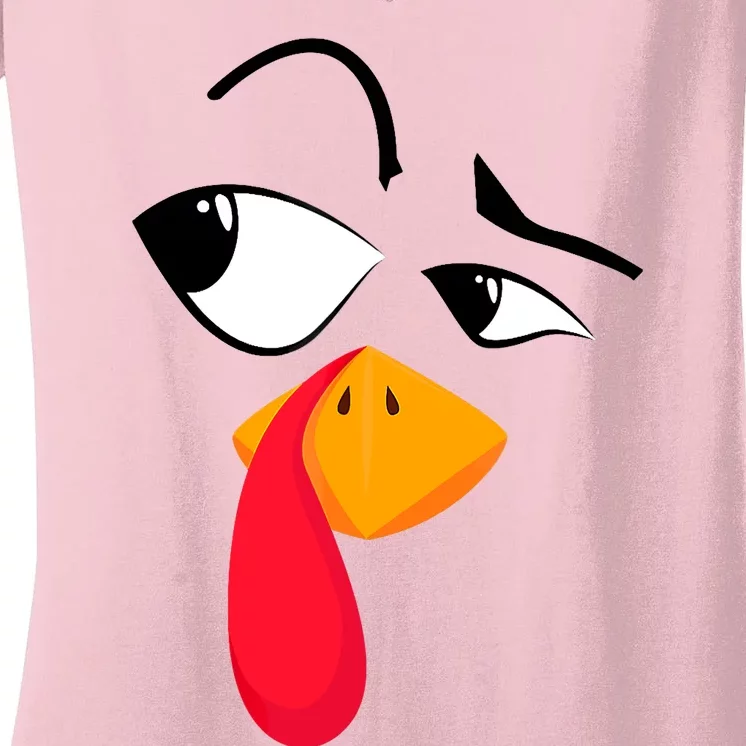 Turkey Face Tees Adult Funny Halloween Thanksgiving Women's V-Neck T-Shirt