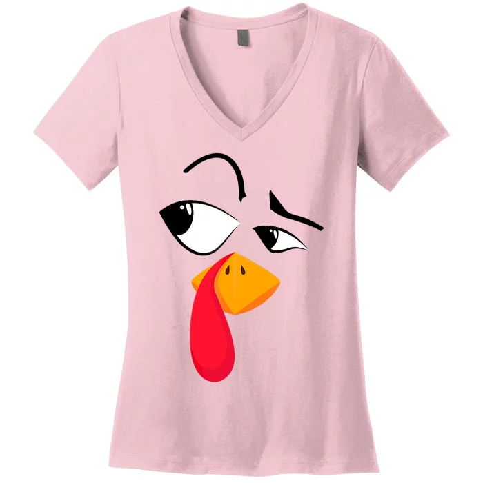 Turkey Face Tees Adult Funny Halloween Thanksgiving Women's V-Neck T-Shirt