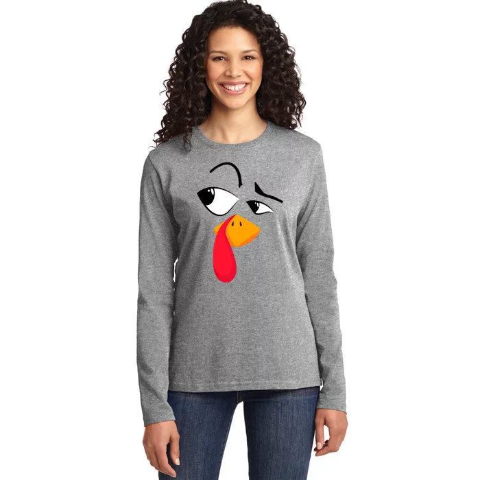 Turkey Face Tees Adult Funny Halloween Thanksgiving Ladies Long Sleeve Shirt