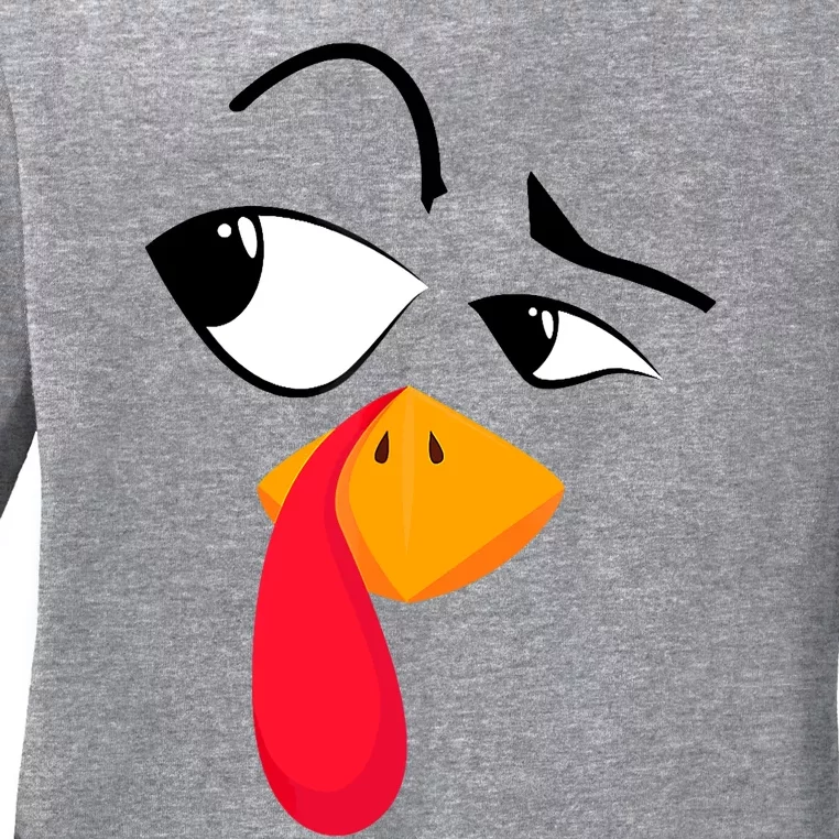 Turkey Face Tees Adult Funny Halloween Thanksgiving Ladies Long Sleeve Shirt