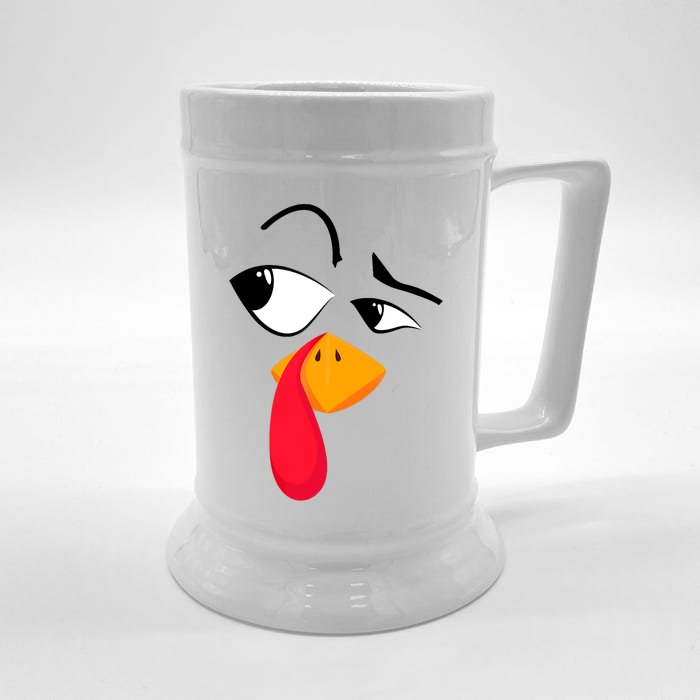 Turkey Face Tees Adult Funny Halloween Thanksgiving Front & Back Beer Stein