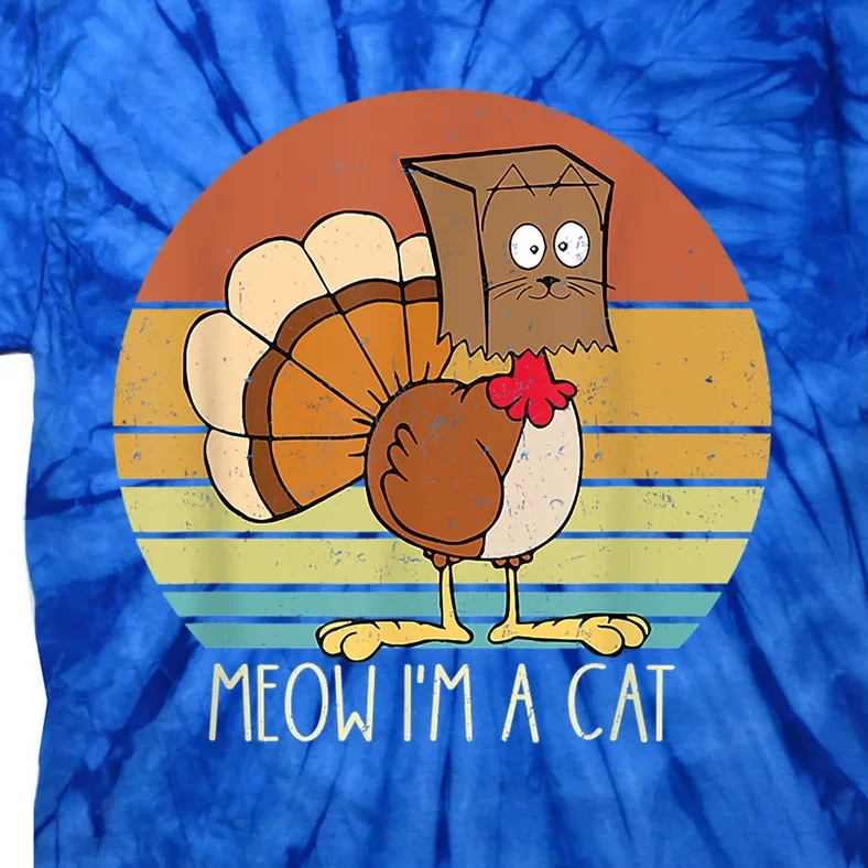 Thanksgiving Funny Turkey Fake Cat Retro Funny Gift Tie-Dye T-Shirt