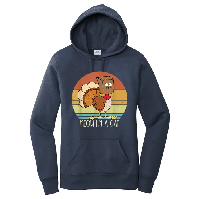 Thanksgiving Funny Turkey Fake Cat Retro Funny Gift Women's Pullover Hoodie