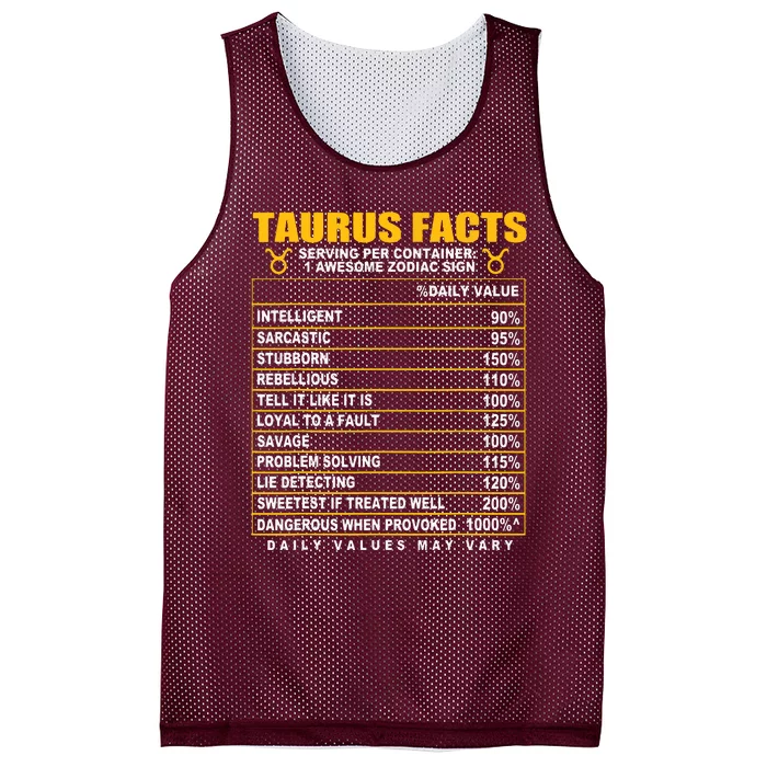 Taurus Facts Mesh Reversible Basketball Jersey Tank