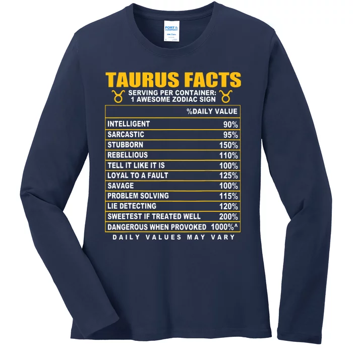 Taurus Facts Ladies Long Sleeve Shirt