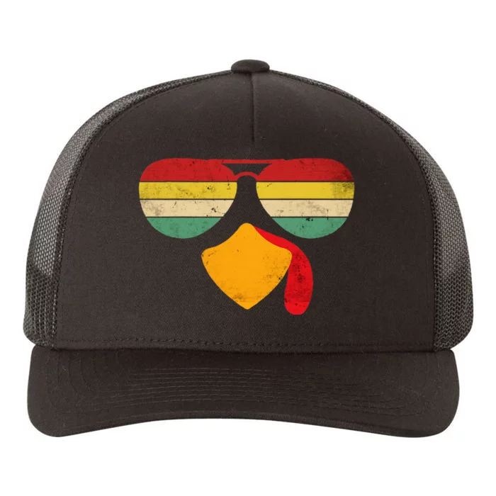 Turkey Face Thanksgiving Sunglasses Yupoong Adult 5-Panel Trucker Hat