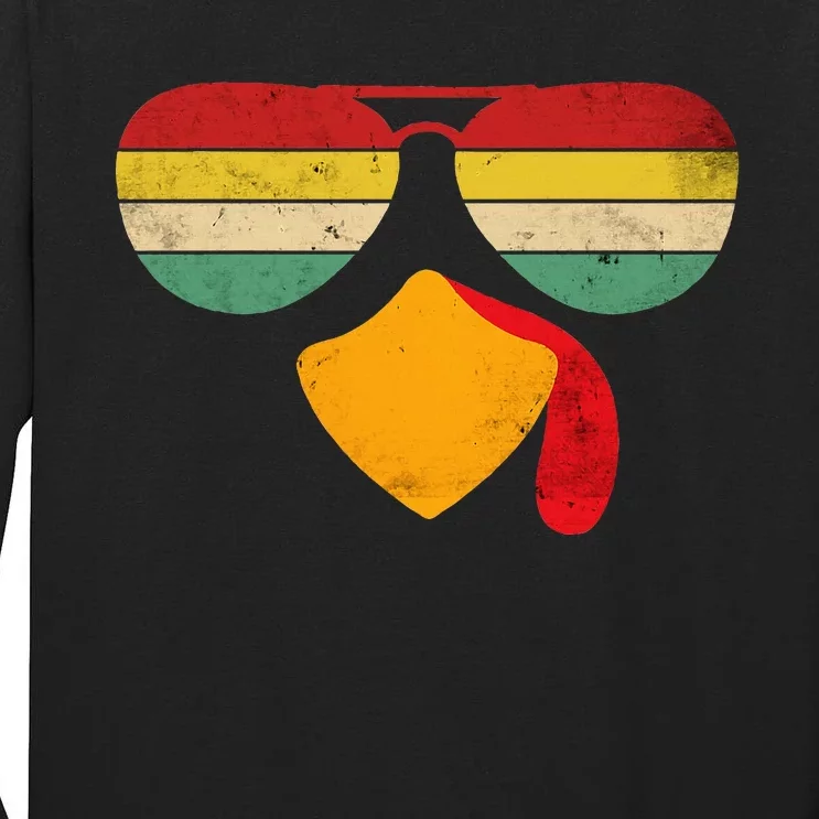 Turkey Face Thanksgiving Sunglasses Tall Long Sleeve T-Shirt