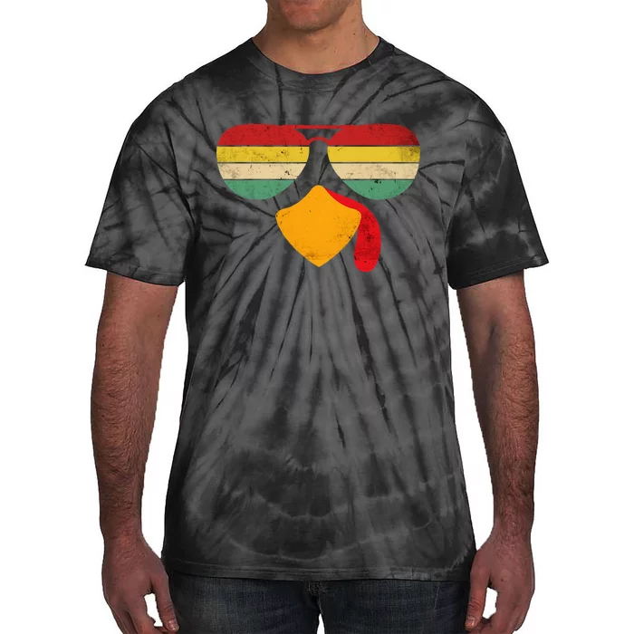 Turkey Face Thanksgiving Sunglasses Tie-Dye T-Shirt