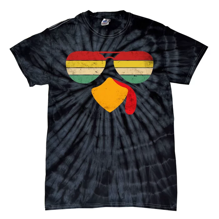 Turkey Face Thanksgiving Sunglasses Tie-Dye T-Shirt