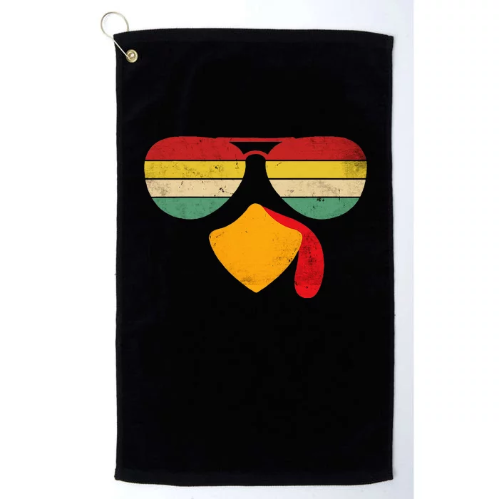 Turkey Face Thanksgiving Sunglasses Platinum Collection Golf Towel