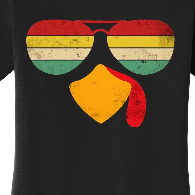 Turkey Face Thanksgiving Sunglasses Women's T-Shirt