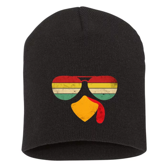 Turkey Face Thanksgiving Sunglasses Short Acrylic Beanie