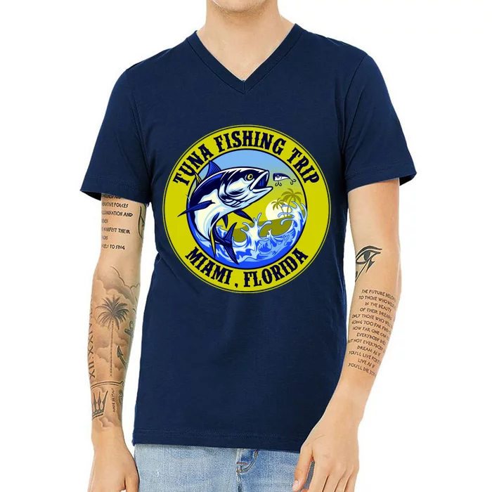 Tuna Fishing Trip Miami Florida V-Neck T-Shirt