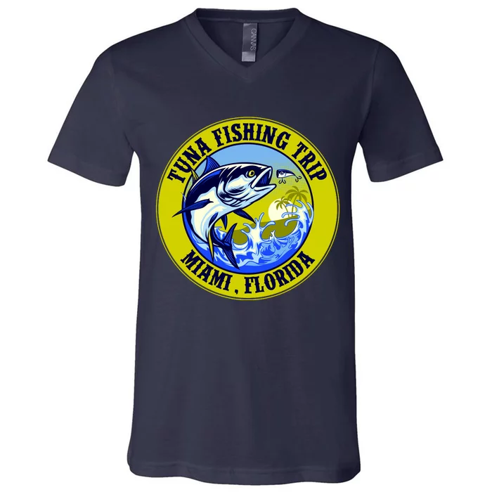 Tuna Fishing Trip Miami Florida V-Neck T-Shirt