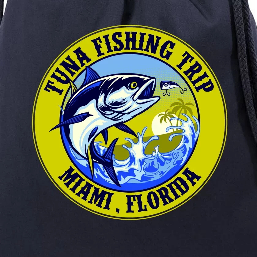 Tuna Fishing Trip Miami Florida Drawstring Bag