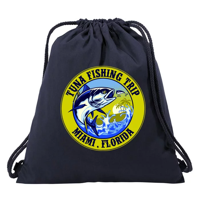 Tuna Fishing Trip Miami Florida Drawstring Bag