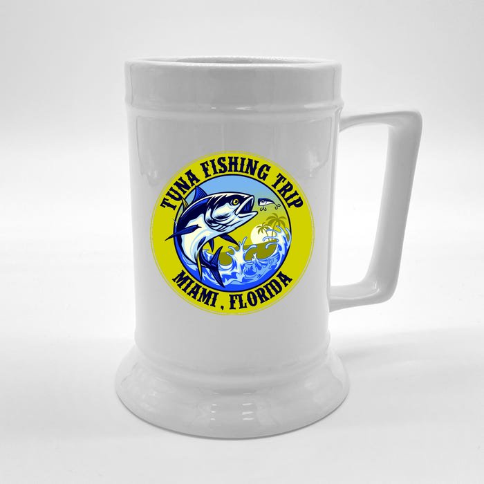 Tuna Fishing Trip Miami Florida Front & Back Beer Stein