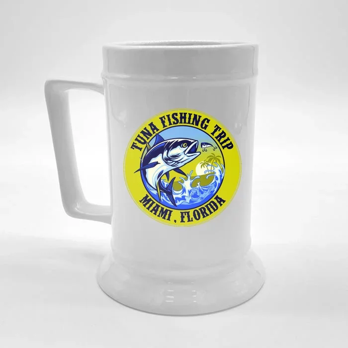 Tuna Fishing Trip Miami Florida Front & Back Beer Stein