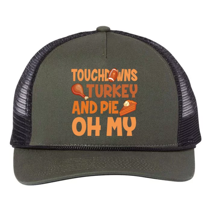 Thanksgiving Football Turkey And Pumpkin Pie Gift Retro Rope Trucker Hat Cap