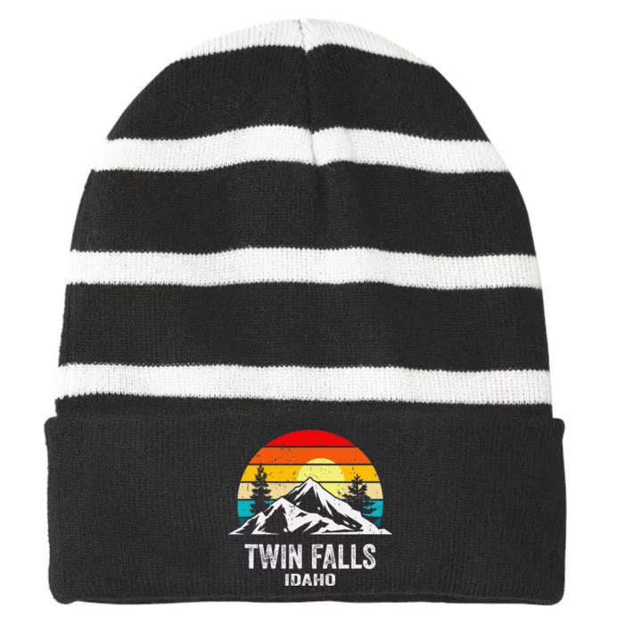 Twin Falls Striped Beanie with Solid Band