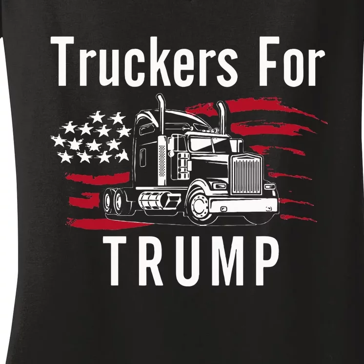 Truckers for Trump 2024 Long Sleeve Women's V-Neck T-Shirt