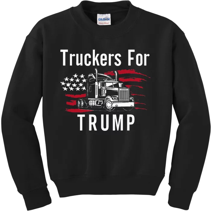 Truckers for Trump 2024 Long Sleeve Kids Sweatshirt