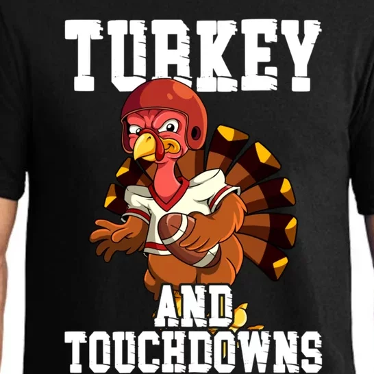 Thanksgiving Football Turkey And Touchdowns Cute Gift Pajama Set