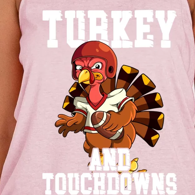 Thanksgiving Football Turkey And Touchdowns Cute Gift Women's Knotted Racerback Tank