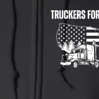 Truckers For Trump 2024 Vote Funny Trump 2024 Gift Full Zip Hoodie