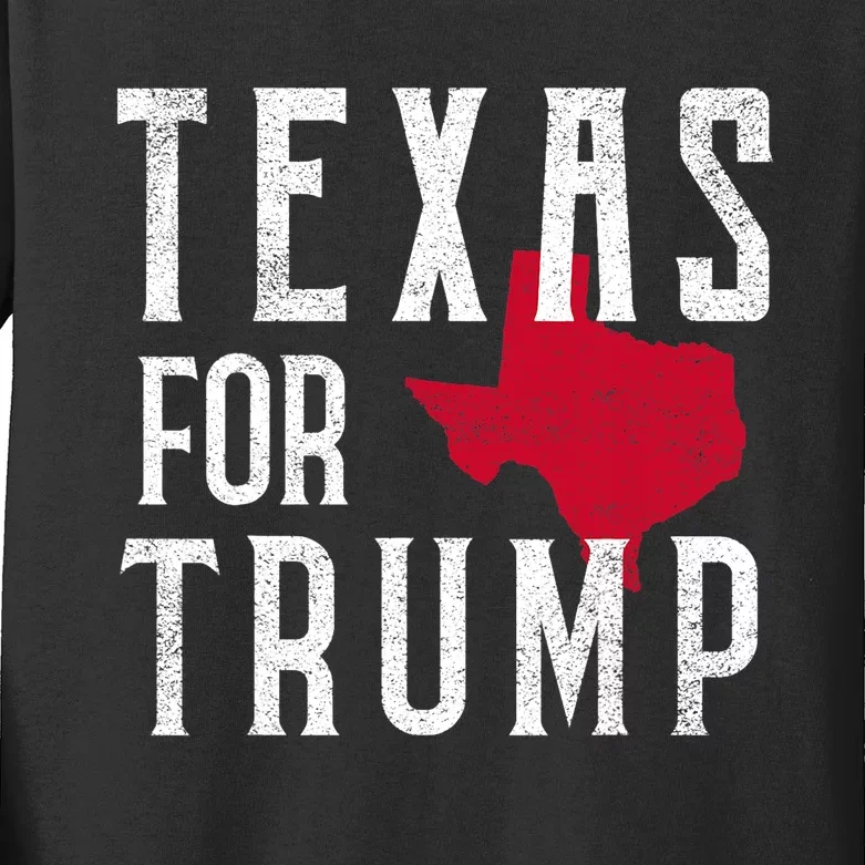 Texas For Trump Kids Long Sleeve Shirt