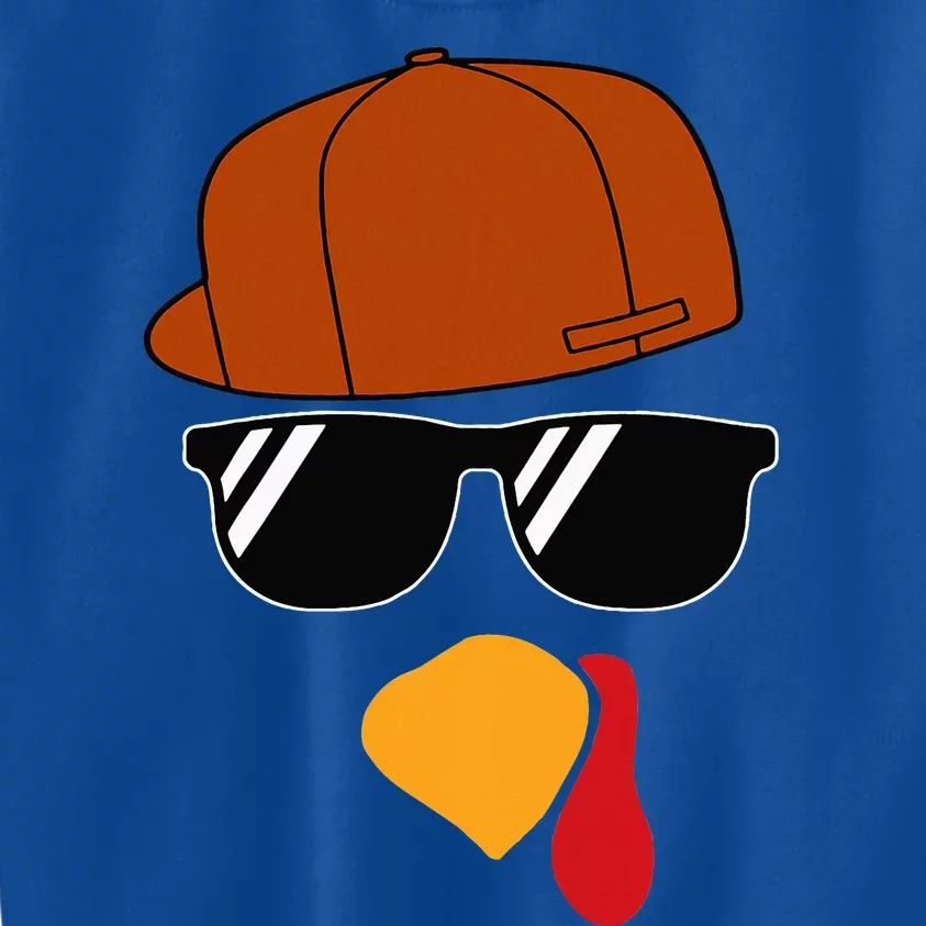 Turkey Face Thanksgiving Trucker Hat Glasses Kids Sweatshirt