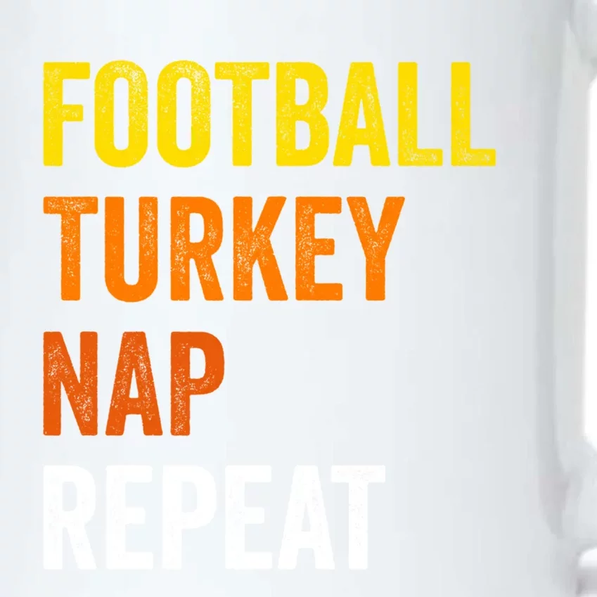 Thanksgiving Football Turkey Nap Repeat Funny Gift Black Color Changing Mug