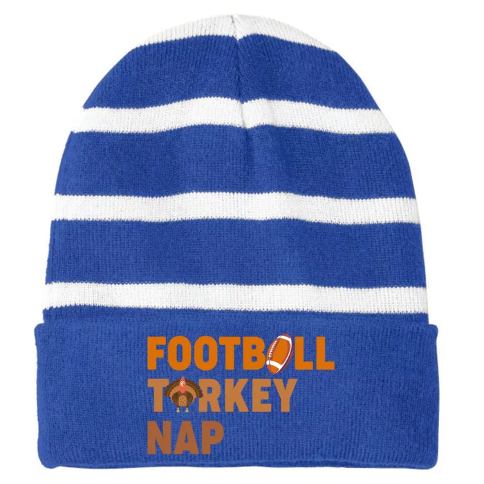 Thanksgiving Football Turkey Nap Gift Striped Beanie with Solid Band