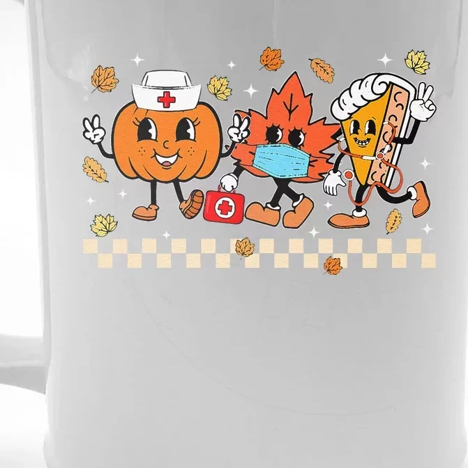 Thanksgiving Fall Thankful Nurse Pumpkin Pie Nursing Student Gift Front & Back Beer Stein