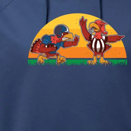 Thanksgiving Football Turkey Player Fan Thanksgiving Sports Gift Performance Fleece Hoodie