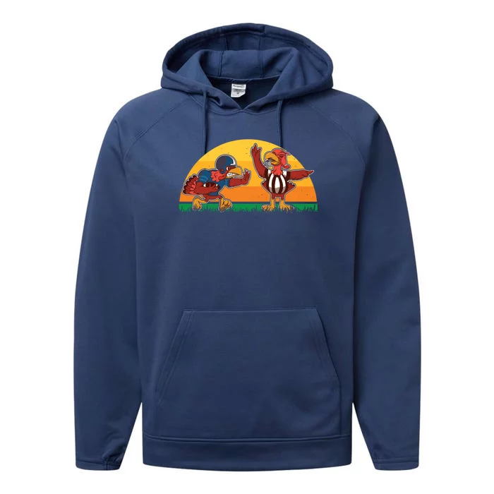 Thanksgiving Football Turkey Player Fan Thanksgiving Sports Gift Performance Fleece Hoodie