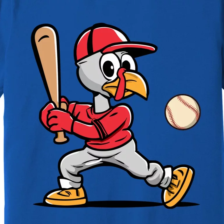 Thanksgiving Funny Turkey Playing Baseball Swing Meaningful Gift Premium T-Shirt