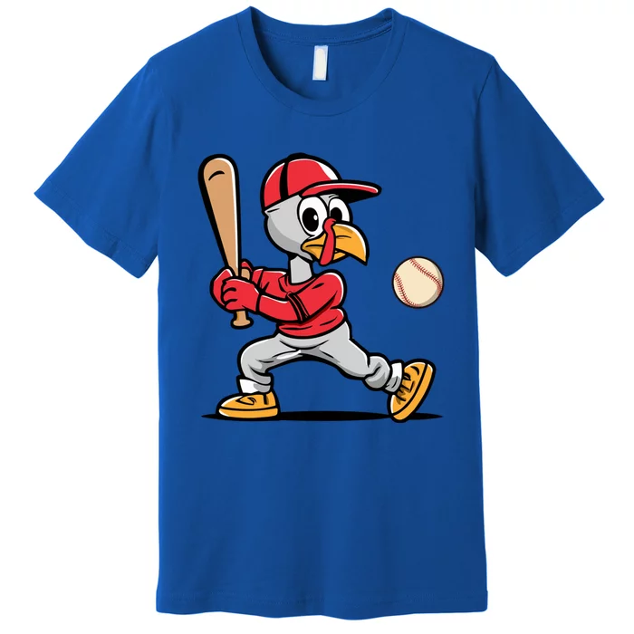 Thanksgiving Funny Turkey Playing Baseball Swing Meaningful Gift Premium T-Shirt