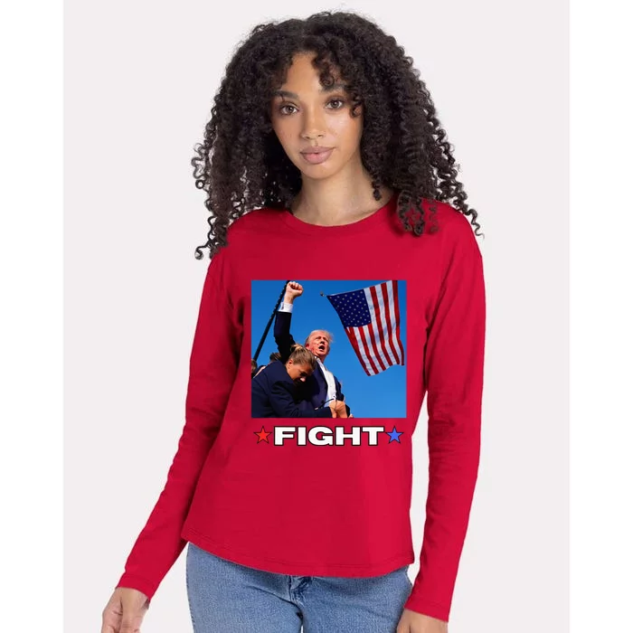 Trump Fight Womens Cotton Relaxed Long Sleeve T-Shirt